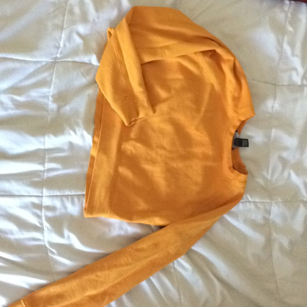 Yellow long sleeve cropped sweatshirt